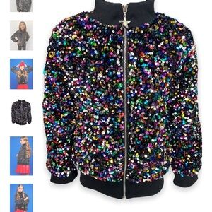 Lola + The Boys Shimmering Stardust Sequin Bomber (girls size 6)